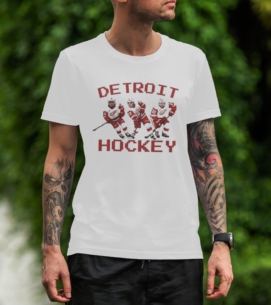 Detroit Red Wings Hockey Pixel T-Shirt