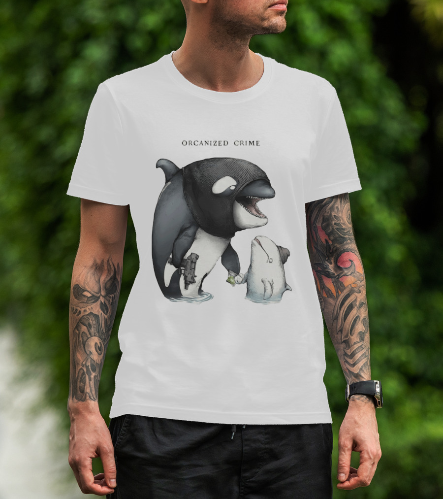 Orcanized Crime Dolphin 2026 Gun And Fish Transaction T-Shirt