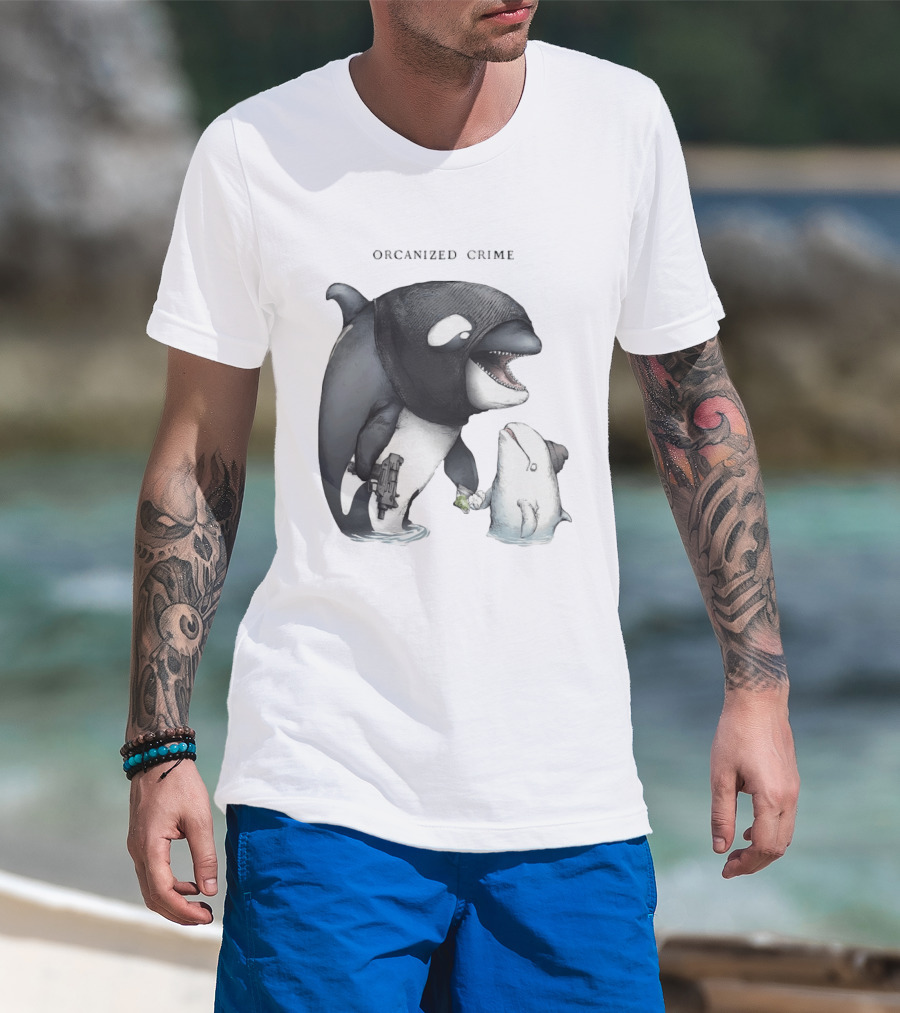 Orcanized Crime Dolphin 2026 Gun And Fish Transaction T-Shirt
