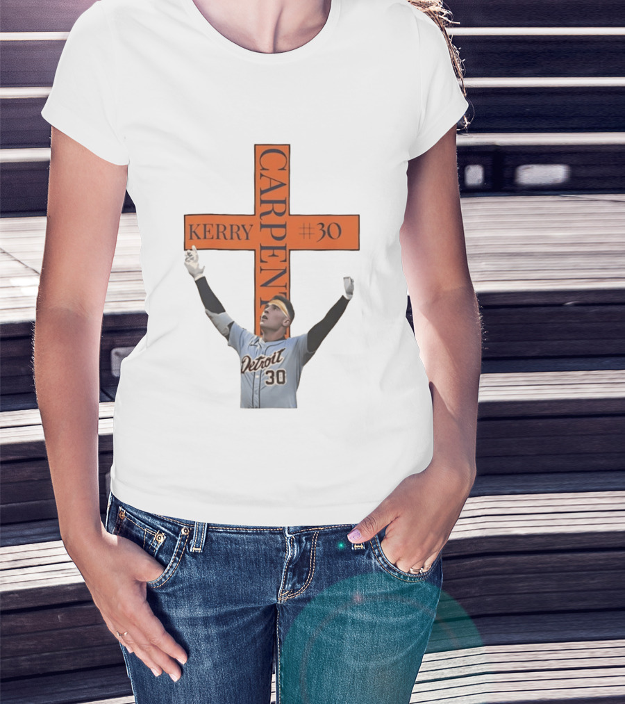 Kerry Carpenter Detroit Tigers #30 Praise The Lord Cross T-Shirt