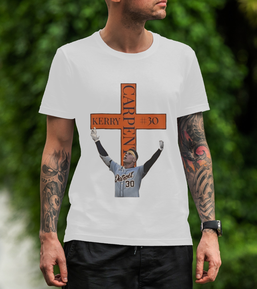 Kerry Carpenter Detroit Tigers #30 Praise The Lord Cross T-Shirt