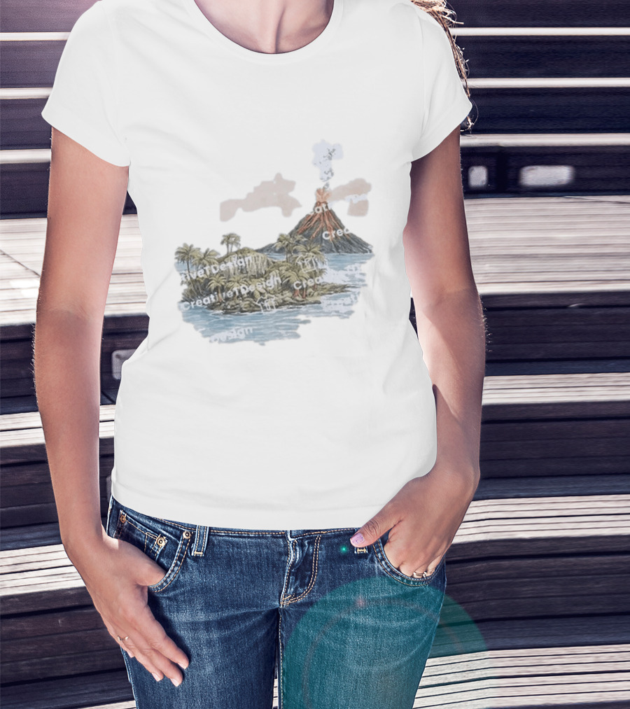 Lava Flow Volcano Tropical Island Creative T-Shirt
