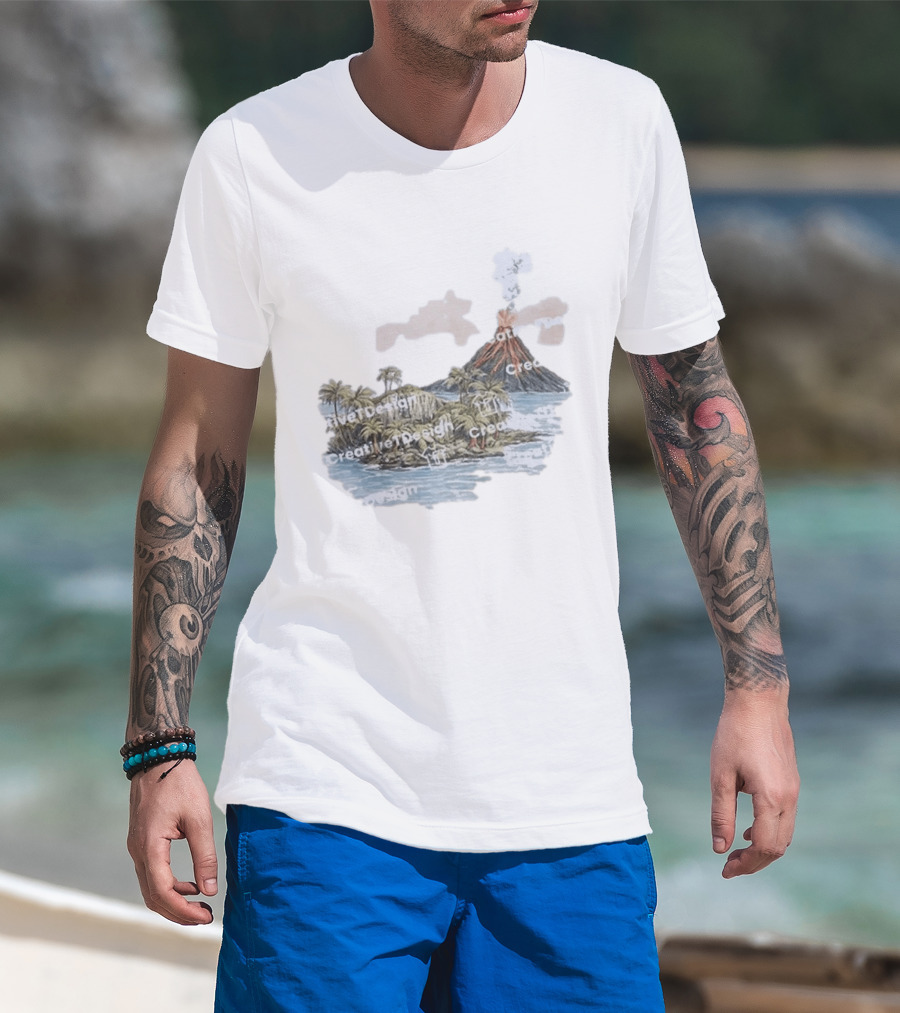 Lava Flow Volcano Tropical Island Creative T-Shirt