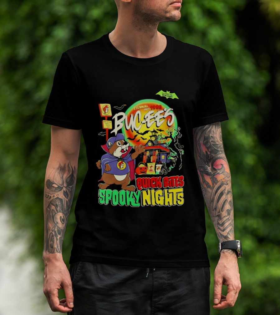 Buc Ee's Eternal Since 1982 Quick Bites Spooky Nights Halloween Glow In The Dark T-Shirt