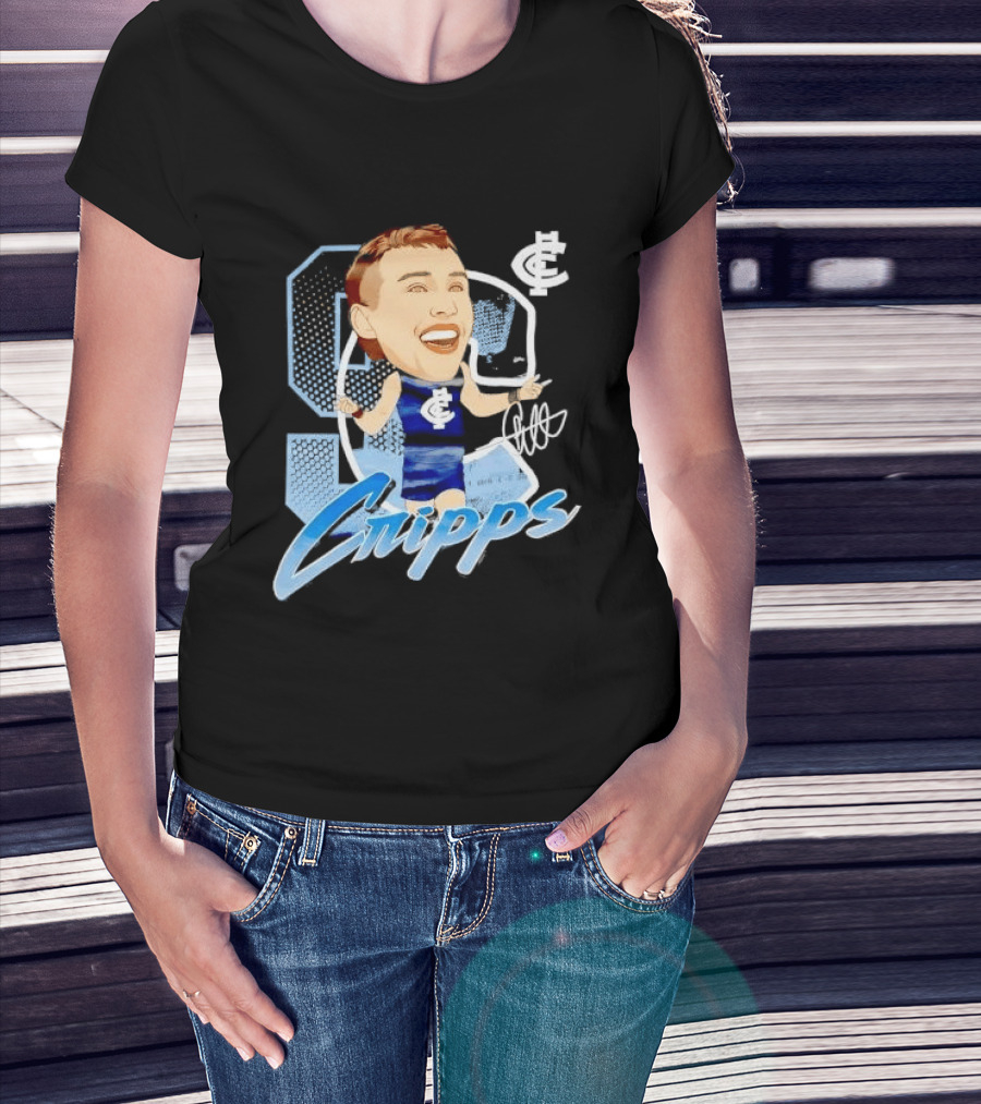 Carlton FC Patrick Cripps Caricature With Signature T-Shirt