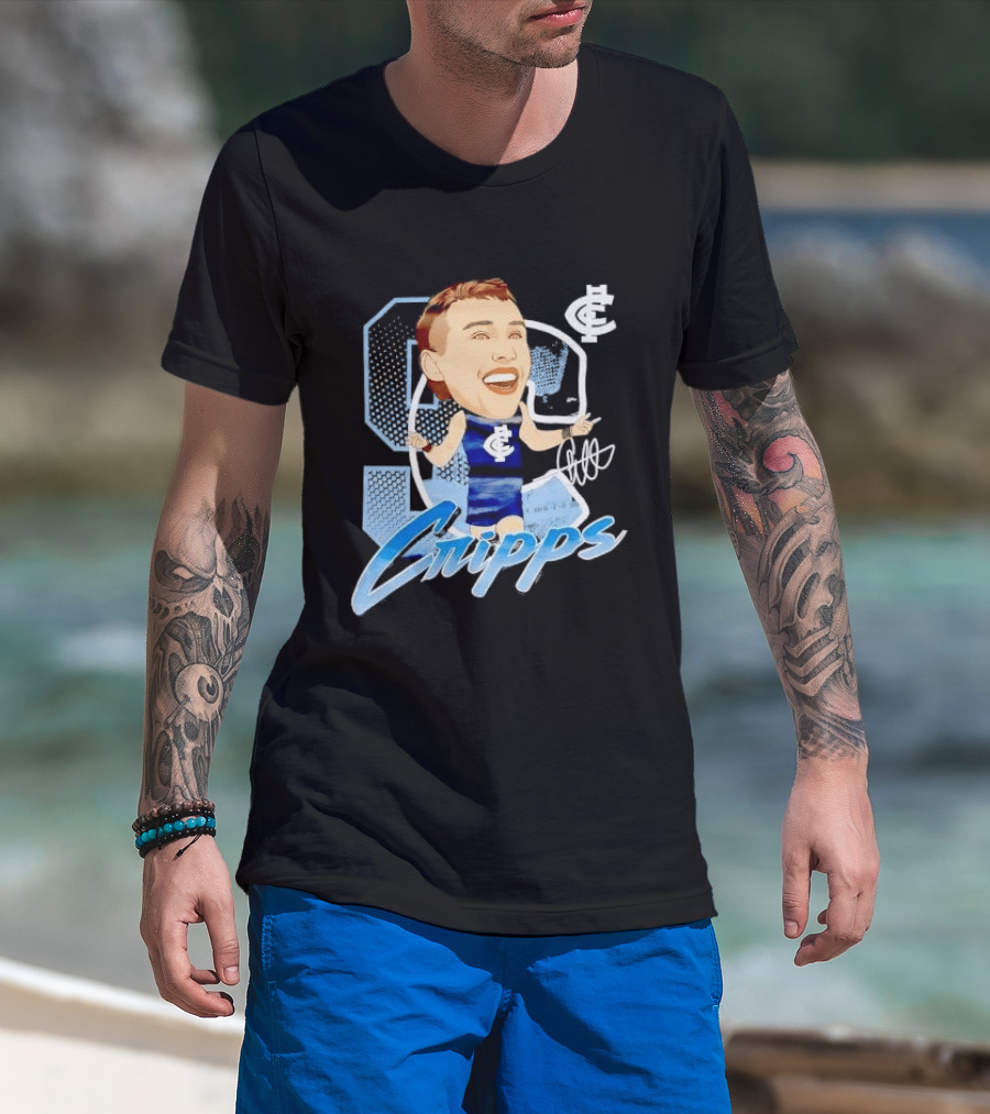 Carlton FC Patrick Cripps Caricature With Signature T-Shirt
