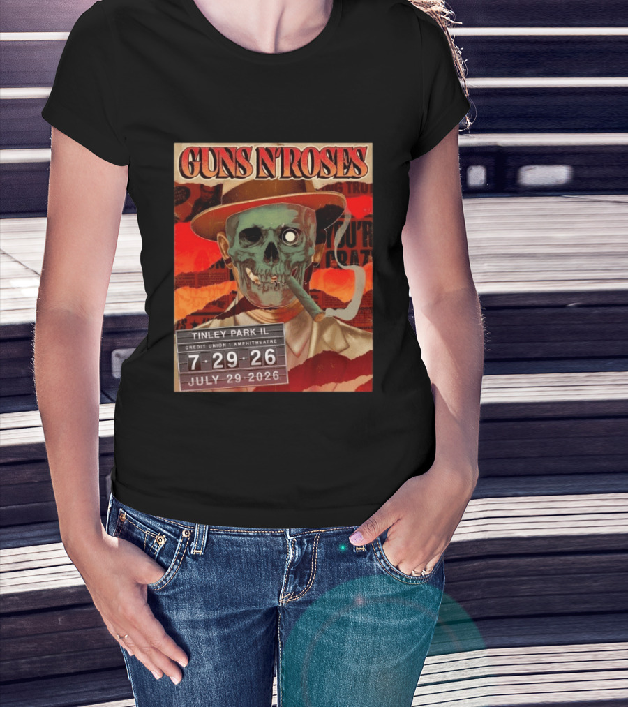 Guns N Roses Tinley Park IL July 29 2026 Concert Credit Union 1 Amphitheatre T-Shirt