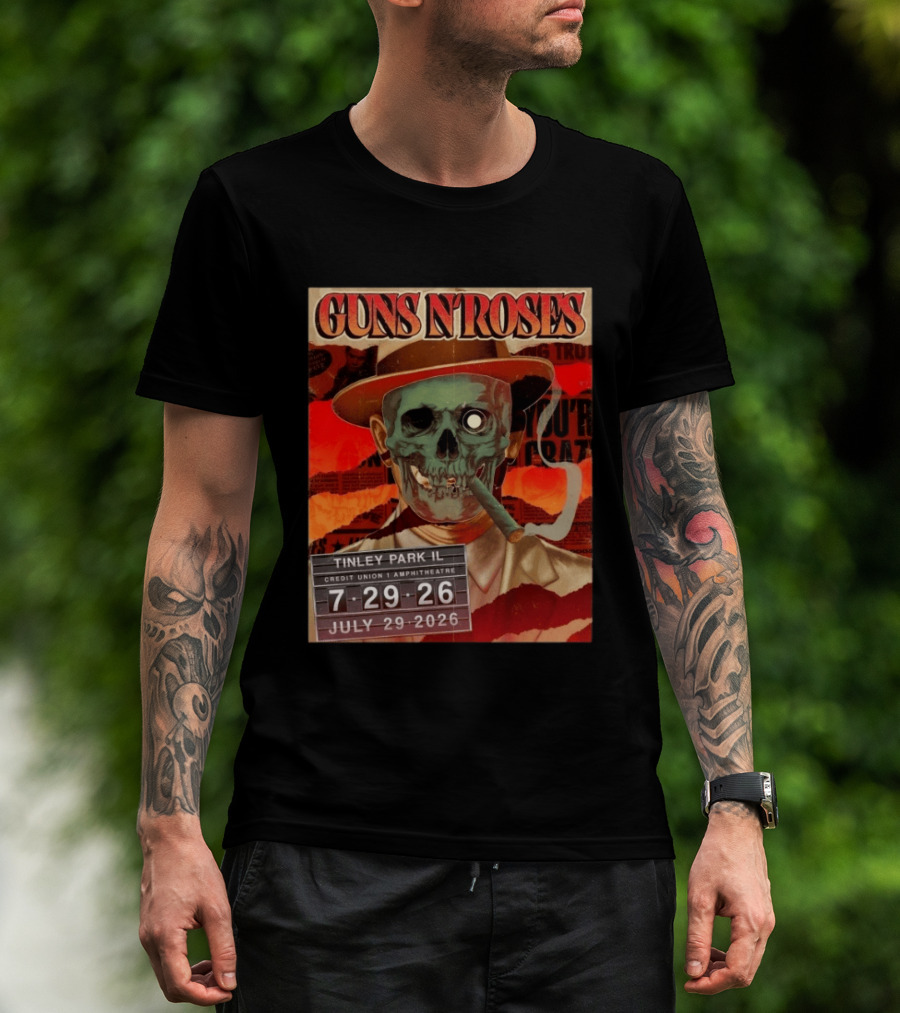 Guns N Roses Tinley Park IL July 29 2026 Concert Credit Union 1 Amphitheatre T-Shirt