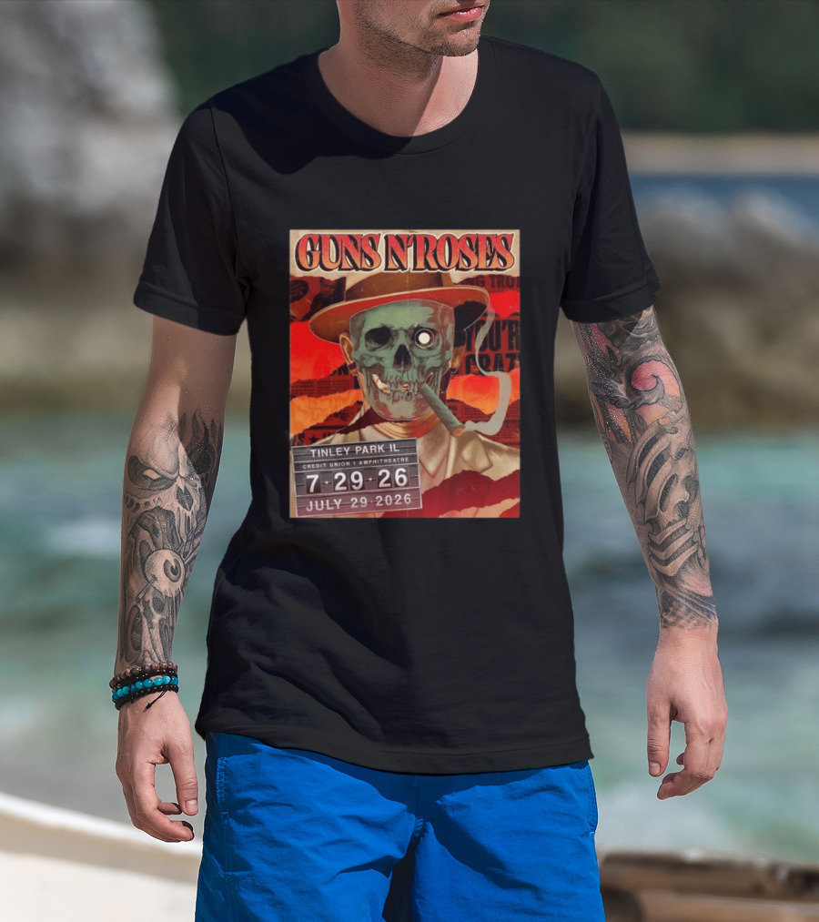 Guns N Roses Tinley Park IL July 29 2026 Concert Credit Union 1 Amphitheatre T-Shirt