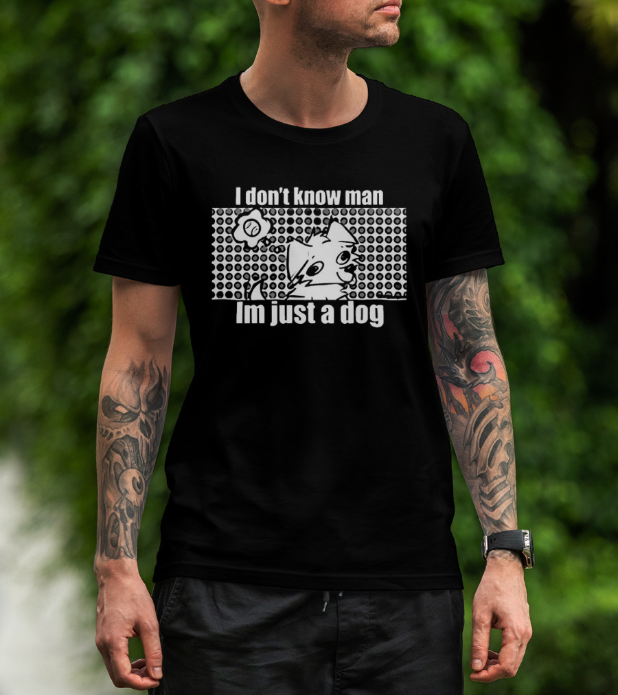 I Don't Know Man I'm Just A Dog Polka Dot Cartoon Face Flower T-Shirt