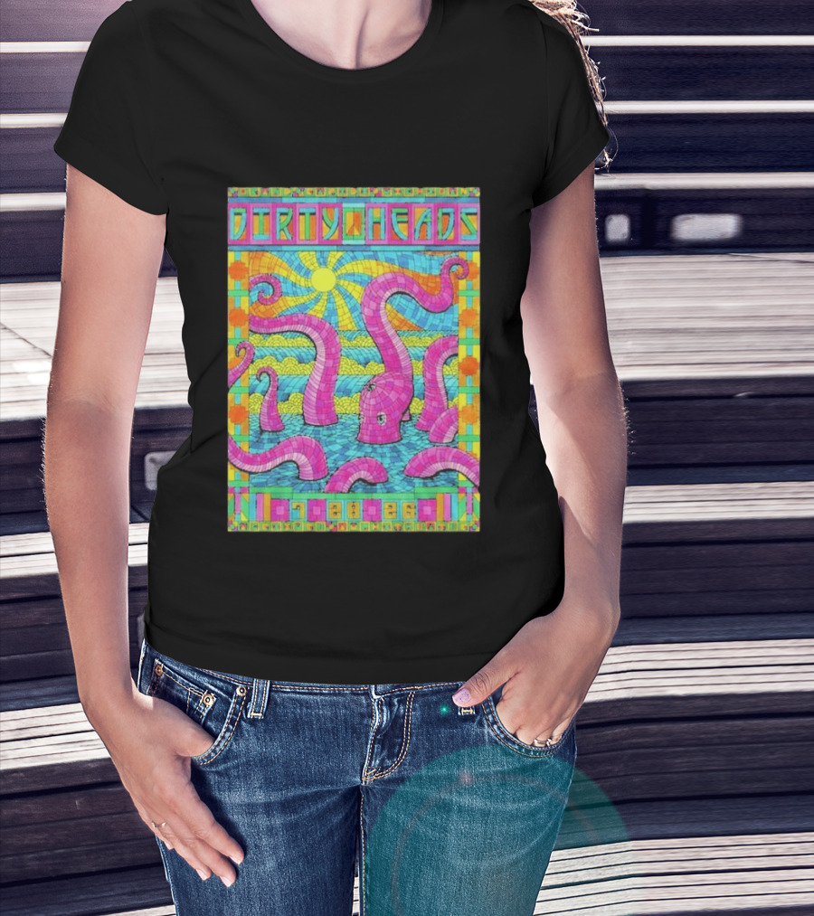 Dirty Heads Grand Rapids MI Acrisure Amphitheater July 28 2026 Psychedelic Octopus Sunburst T-Shirt