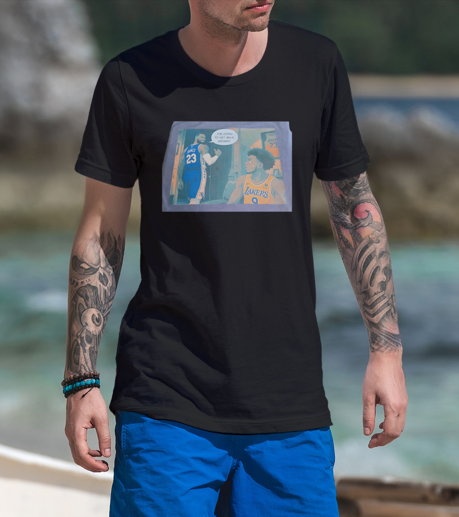 I'm Going To Get Milk Bronny LeBron James Lakers 23 Bronny 9 Basketball T-Shirt