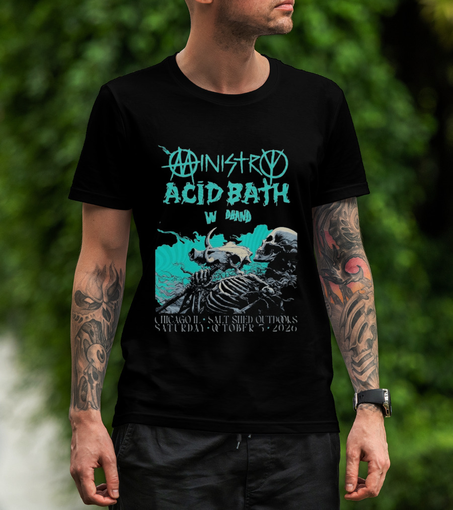 Ministry X Acid Bath Windhand Chicago IL Salt Shed Outdoors October 3 2026 Skeletons And Sea Monster T-Shirt