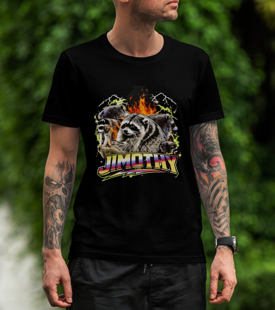 Jimothy Raccoon Fire Lightning Bootleg T-Shirt