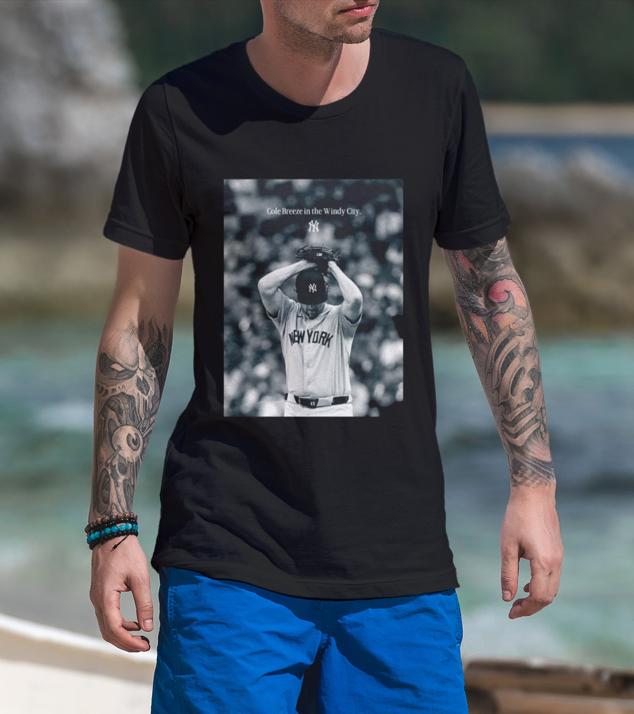 New York Yankees Cole Breeze Pitching Moment In The Windy City T-Shirt