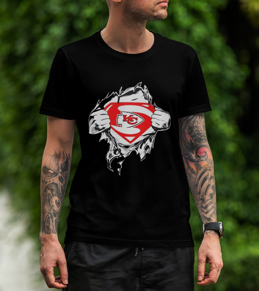 Kansas City Chiefs Superman Rip KC Logo Fan Pride T-Shirt
