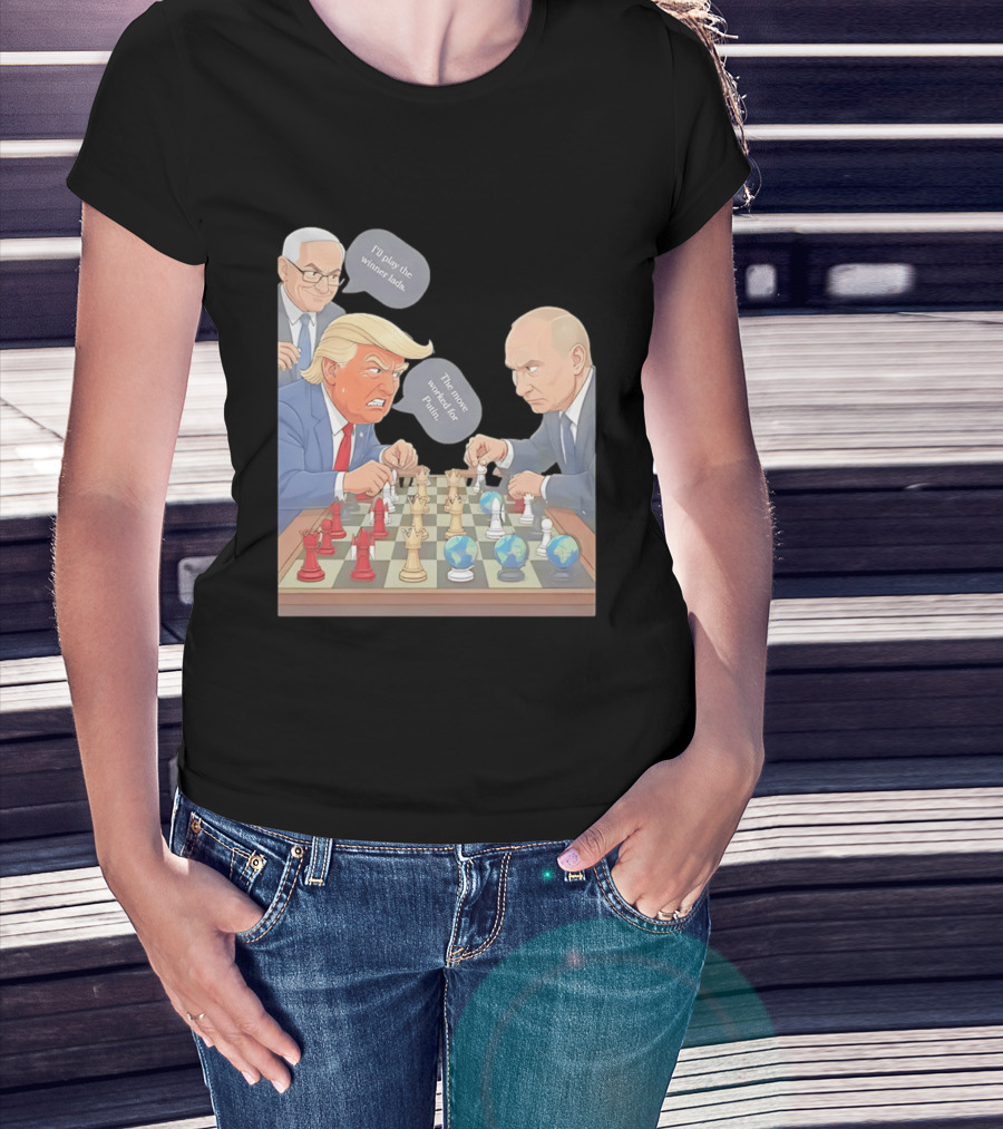 Political Chess Game Trump Putin World Leaders Cartoon T-Shirt