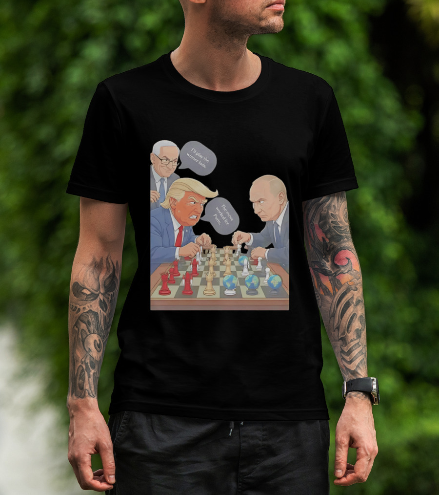 Political Chess Game Trump Putin World Leaders Cartoon T-Shirt