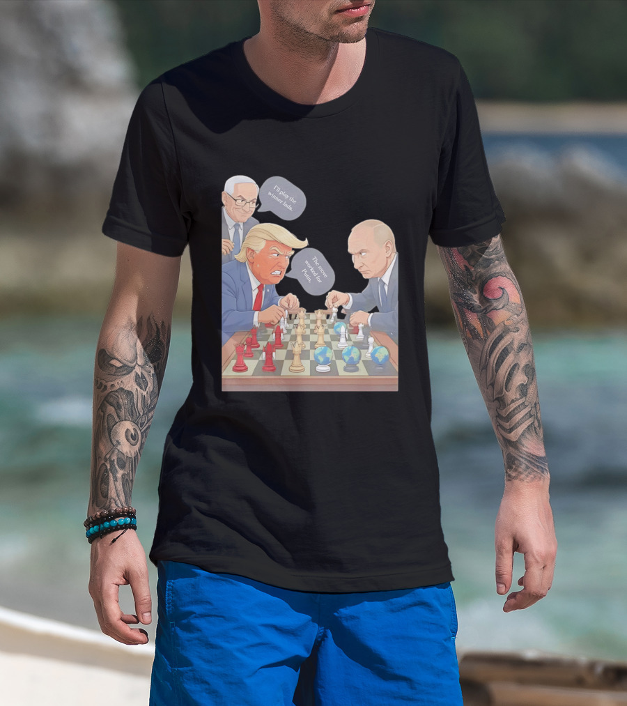 Political Chess Game Trump Putin World Leaders Cartoon T-Shirt