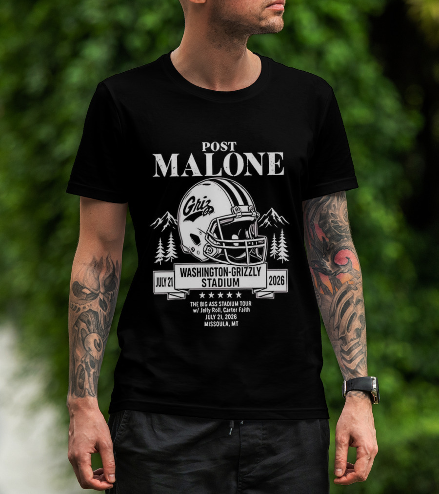 Post Malone Washington Grizzly Stadium Tour 2026 Montana Grizzlies Missoula July 2 T-Shirt