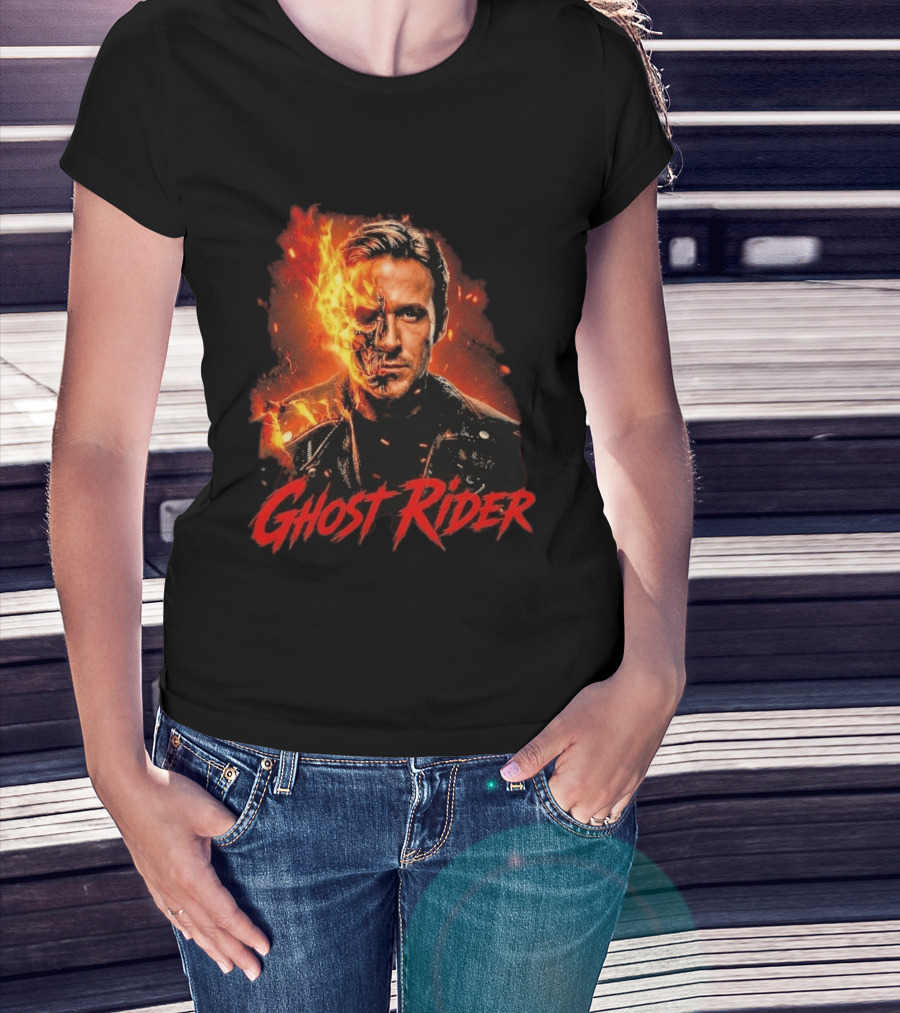 Ryan Gosling Ghost Rider Fiery Half Face Marvel T-Shirt
