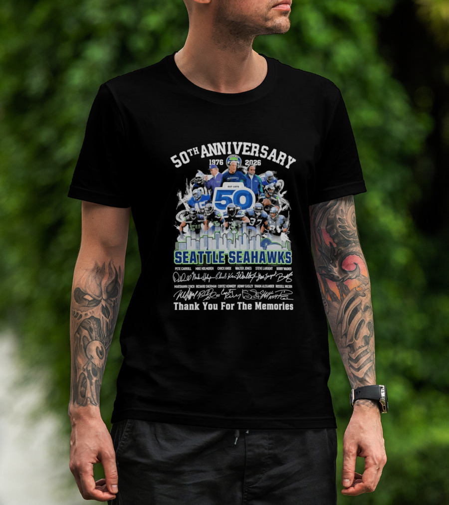 Seattle Seahawks 50th Anniversary 1976 2023 Thank You For The Memories T-Shirt
