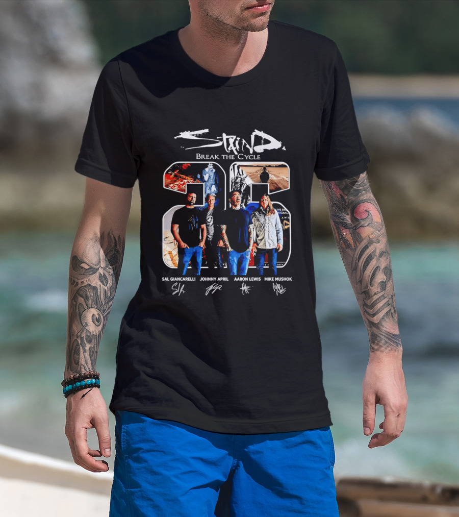 Staind Break The Cycle 25 Sal Giancarelli Johnny April Aaron Lewis Mike Mushok T-Shirt