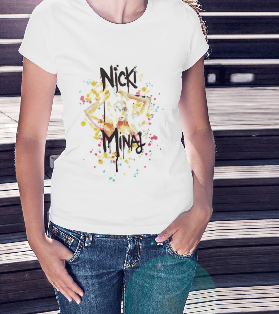 Nicki Minaj Vibrant Paint Splatter T-Shirt