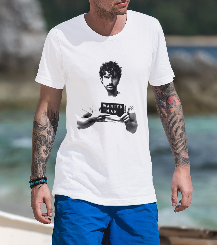 Boone Wanted Man Tour Shot 2026 Bold Typography Black And White T-Shirt