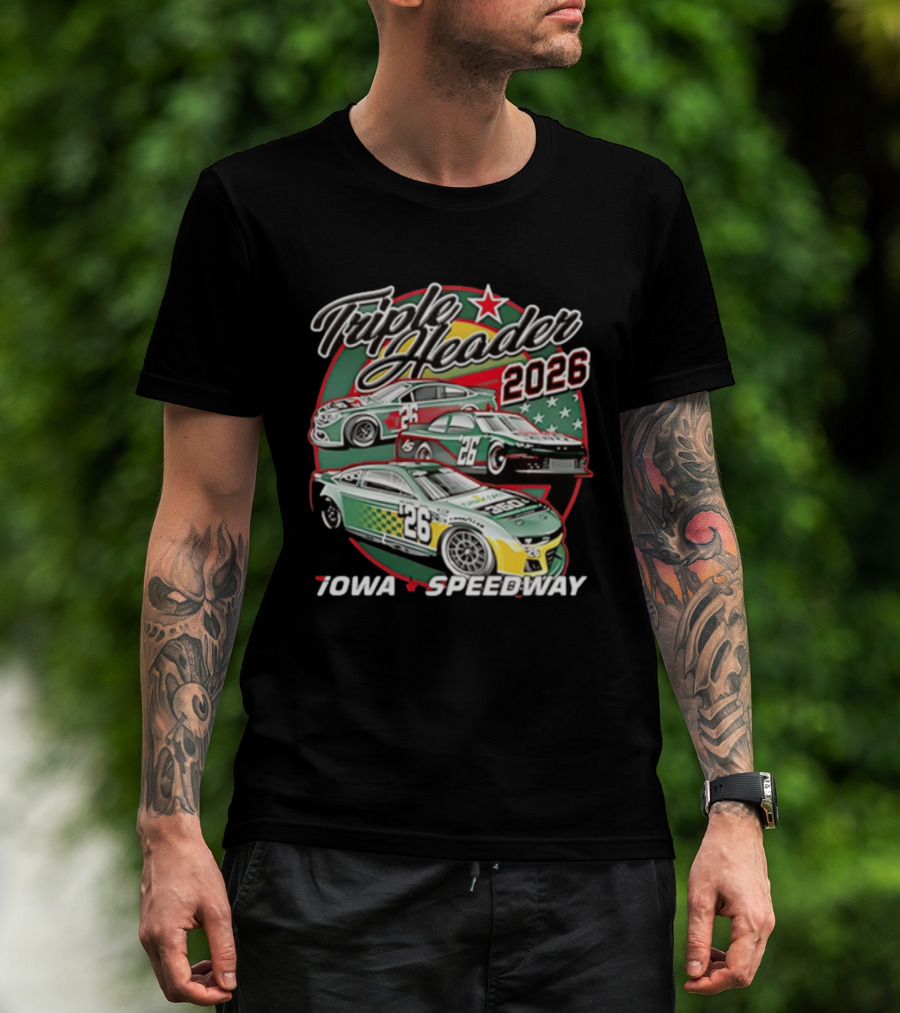 Triple Header 2026 Iowa Speedway Racing Cars Stars T-Shirt