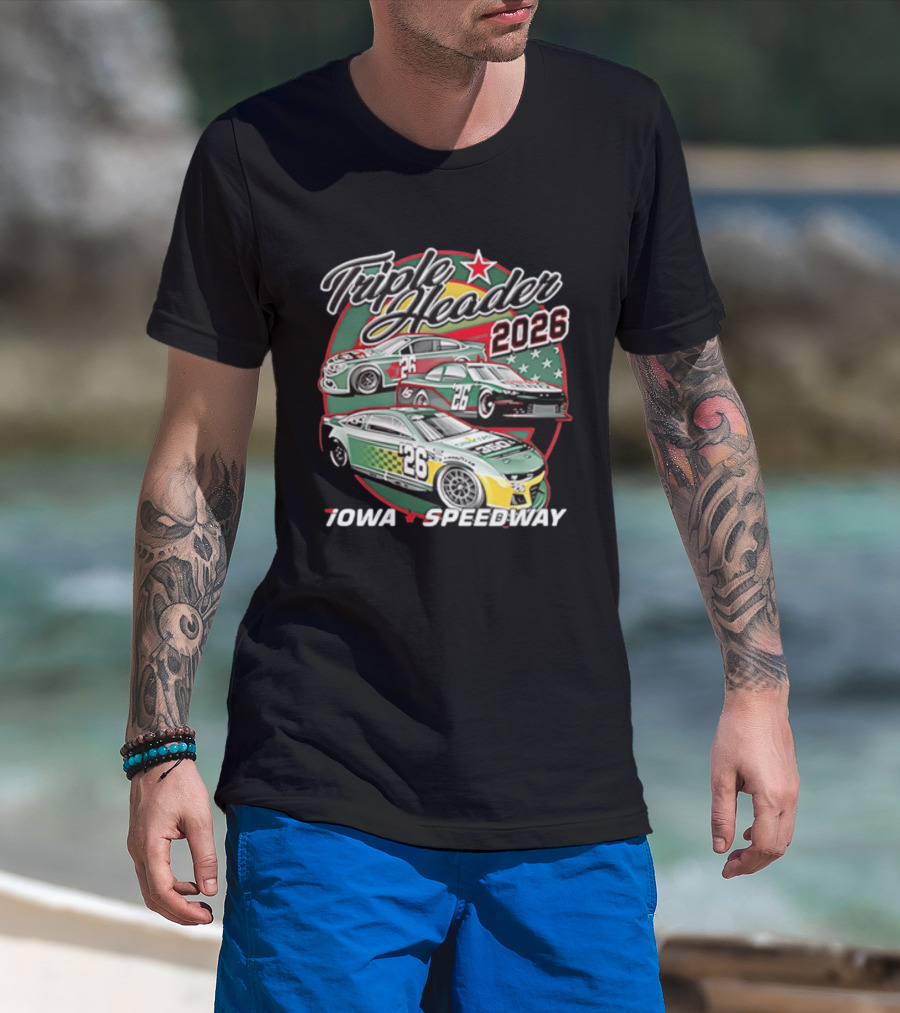 Triple Header 2026 Iowa Speedway Racing Cars Stars T-Shirt