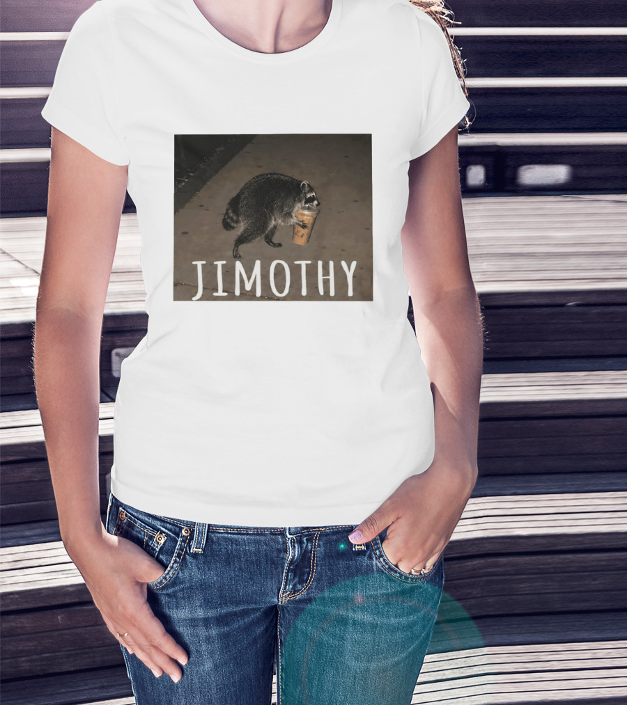 Jimothy Raccoon Carrying Iced Coffee Meme Animal Lover T-Shirt