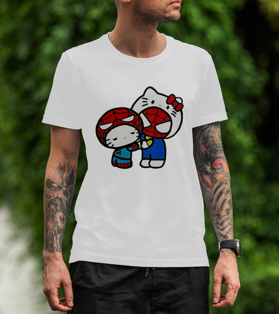 Kitty Hug Spider Man Mask Cute T-Shirt
