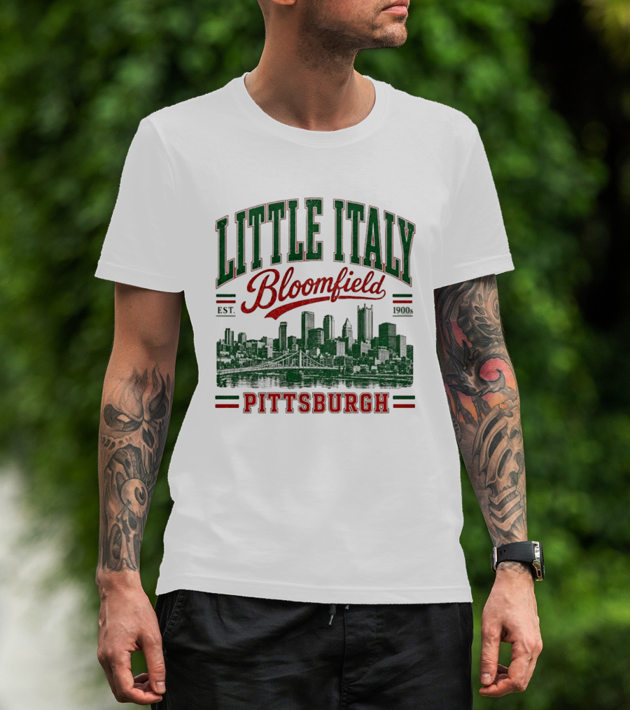 Little Italy Bloomfield Pittsburgh Est. 1900s Skyline Heritage T-Shirt