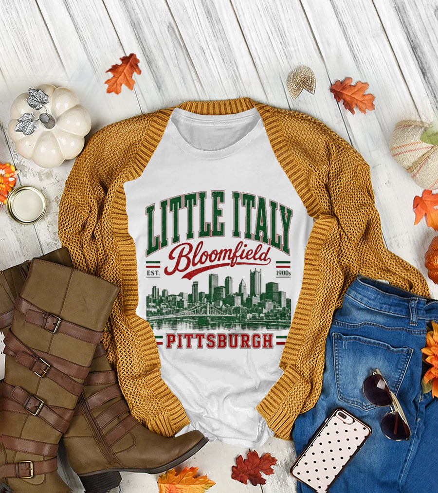 Little Italy Bloomfield Pittsburgh Est. 1900s Skyline Heritage T-Shirt