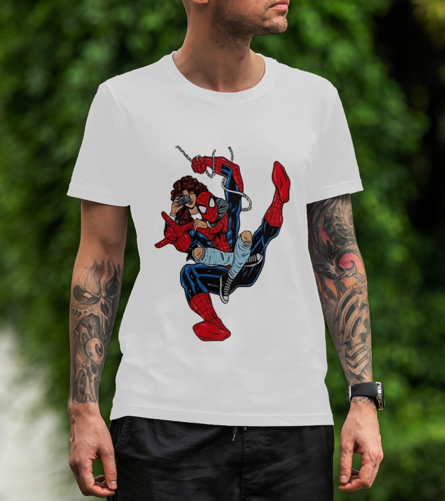 Spider Man The Heart Behind The Hero Photography Pose T-Shirt