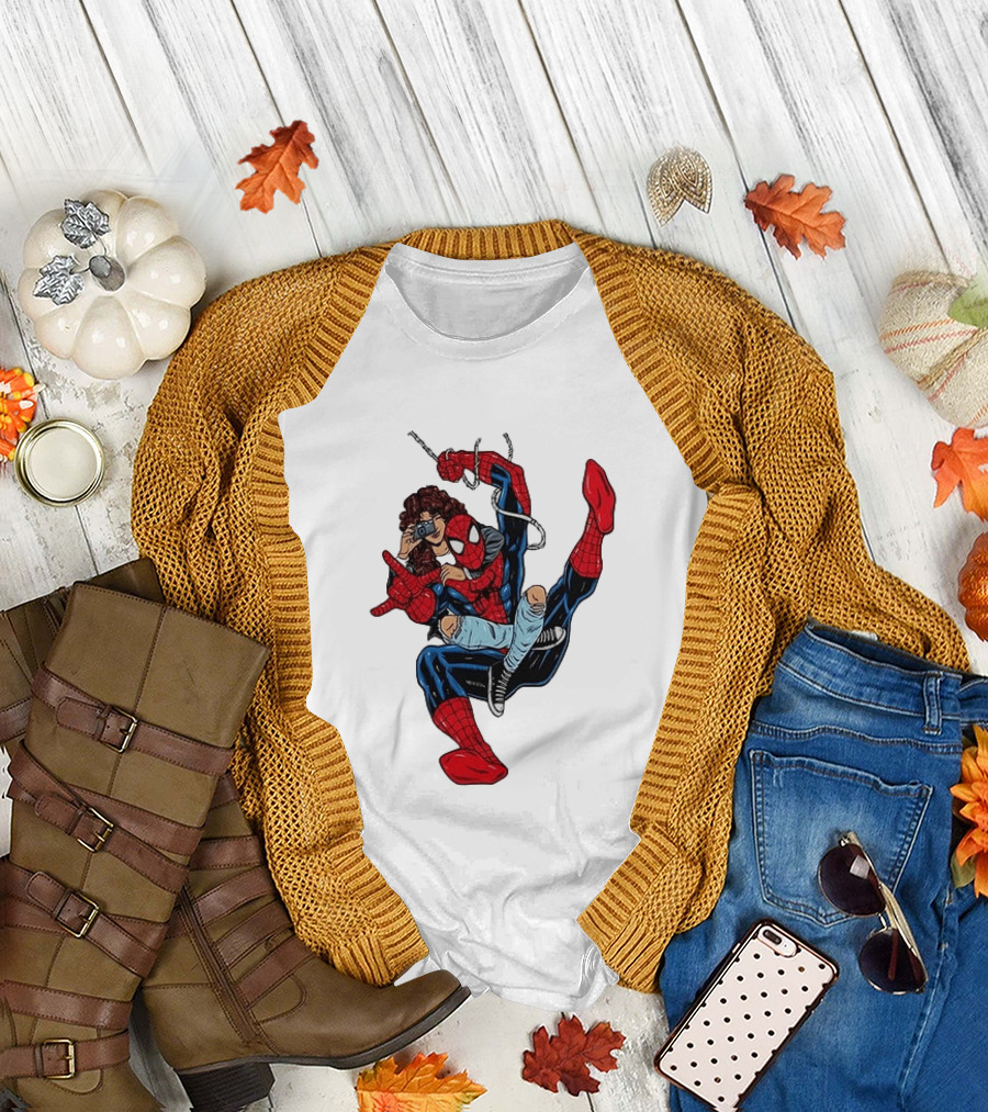 Spider Man The Heart Behind The Hero Photography Pose T-Shirt