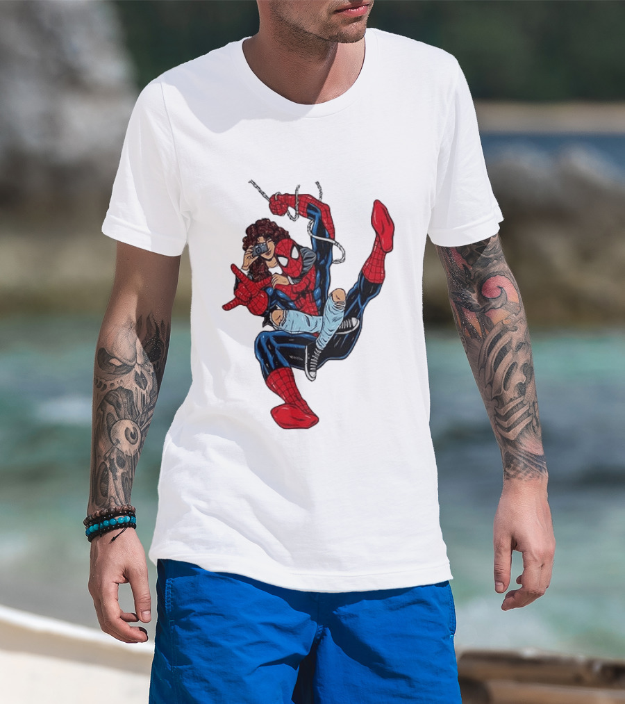 Spider Man The Heart Behind The Hero Photography Pose T-Shirt