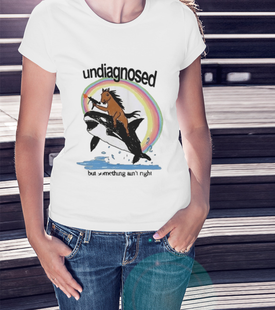Undiagnosed Horse Riding Orca But Something Ain't Right Gun Rainbow T-Shirt