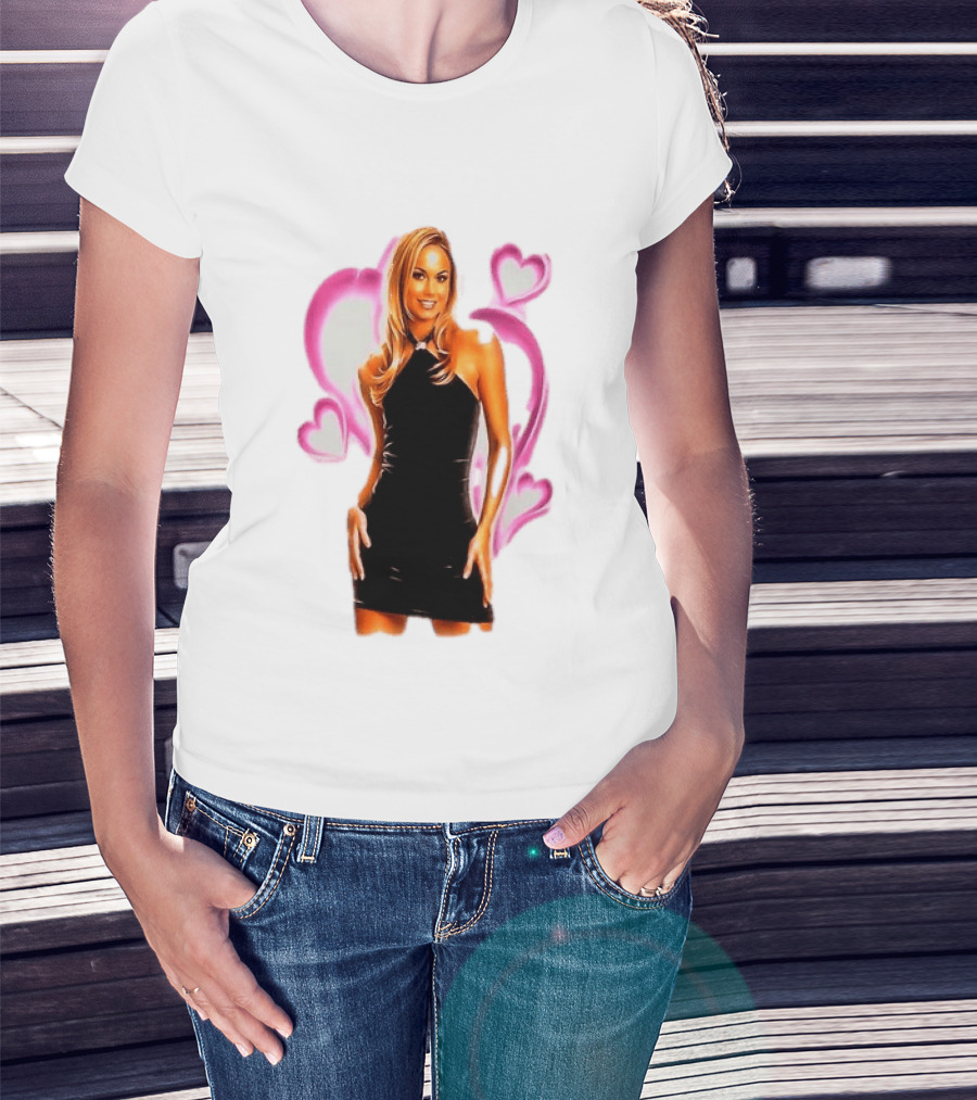 WWE Stacy Keibler Pink Hearts Glamorous Pose T-Shirt