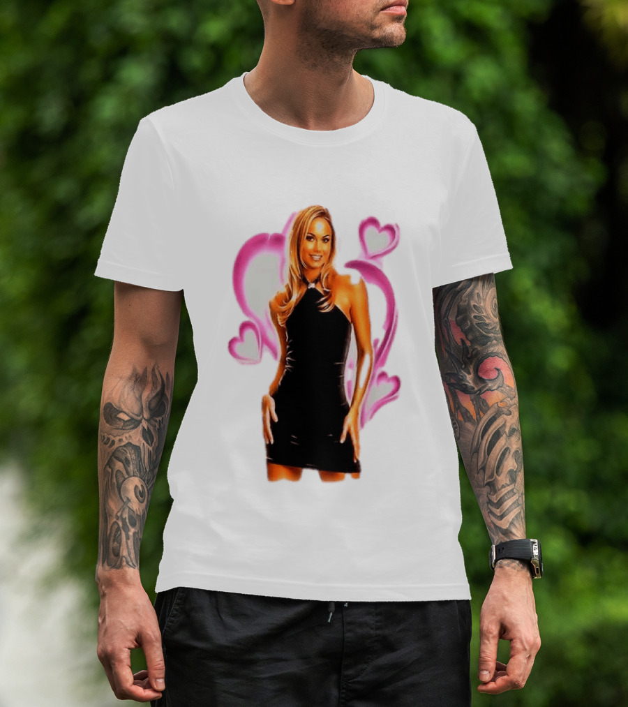 WWE Stacy Keibler Pink Hearts Glamorous Pose T-Shirt
