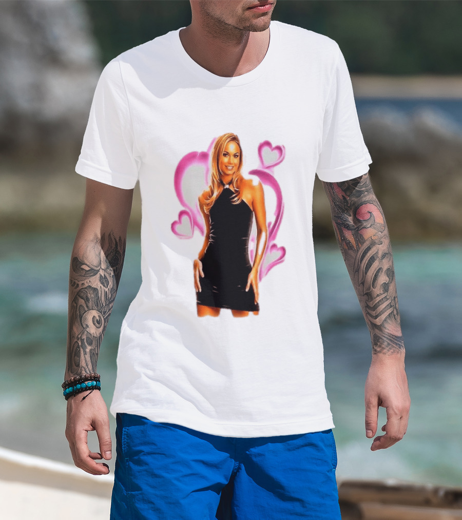 WWE Stacy Keibler Pink Hearts Glamorous Pose T-Shirt