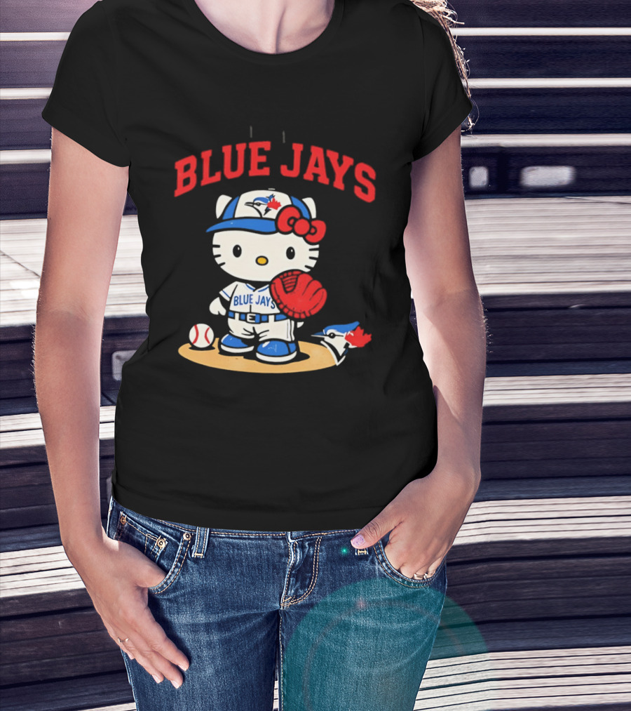 Hello Kitty Toronto Blue Jays Collaboration Baseball Cute Character Merchandise T-Shirt