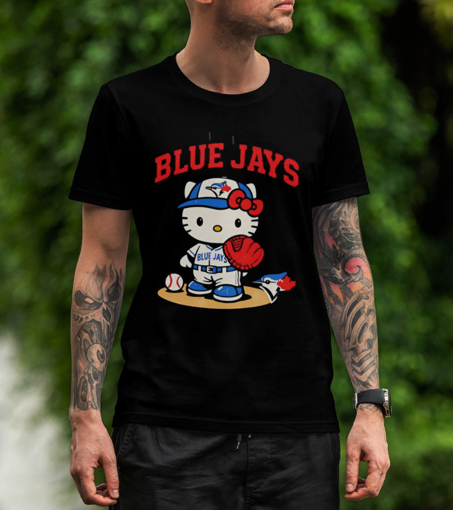Hello Kitty Toronto Blue Jays Collaboration Baseball Cute Character Merchandise T-Shirt