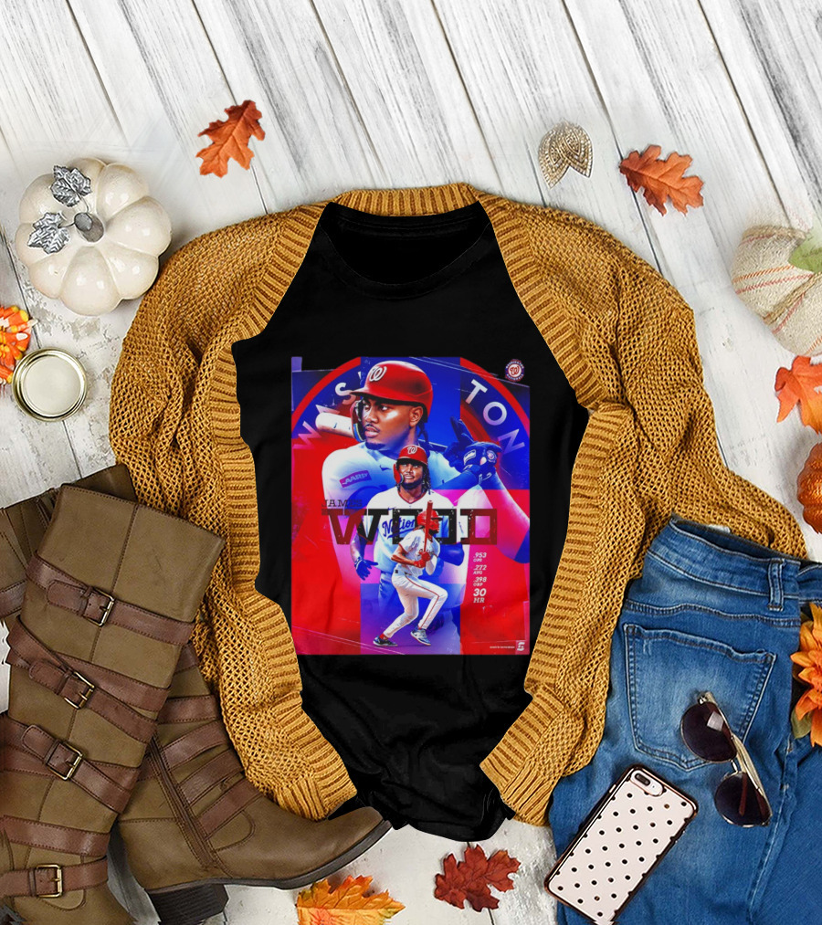 James Wood Washington Nationals .272 AVG .398 OBP 30 HR Collage T-Shirt