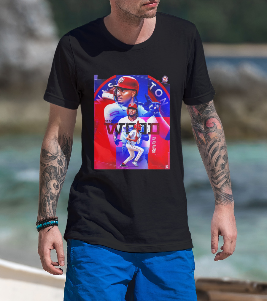 James Wood Washington Nationals .272 AVG .398 OBP 30 HR Collage T-Shirt