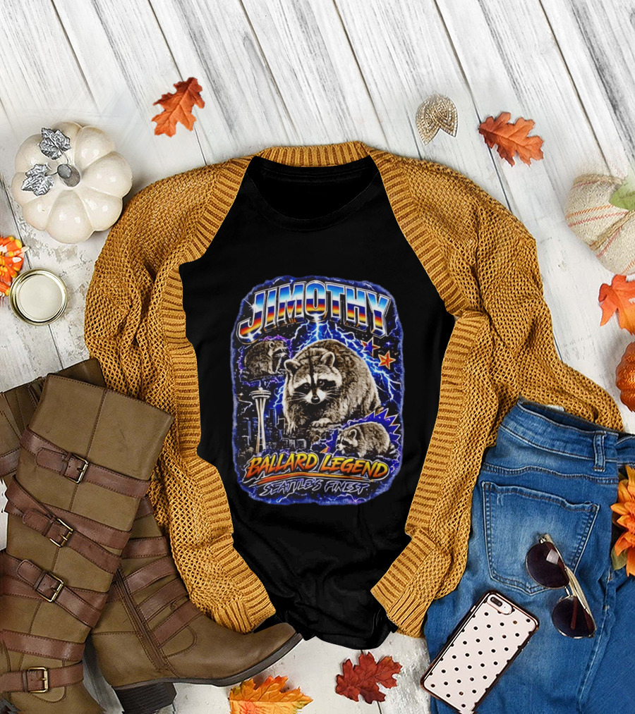 Jimothy Ballard Legend Seattle's Finest Raccoon With Space Needle And Stars T-Shirt