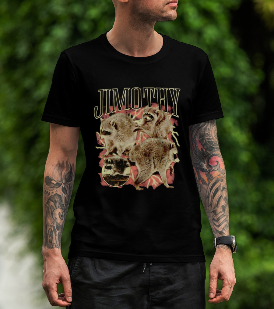 Jimothy Raccoons Retro Wildlife Montage T-Shirt