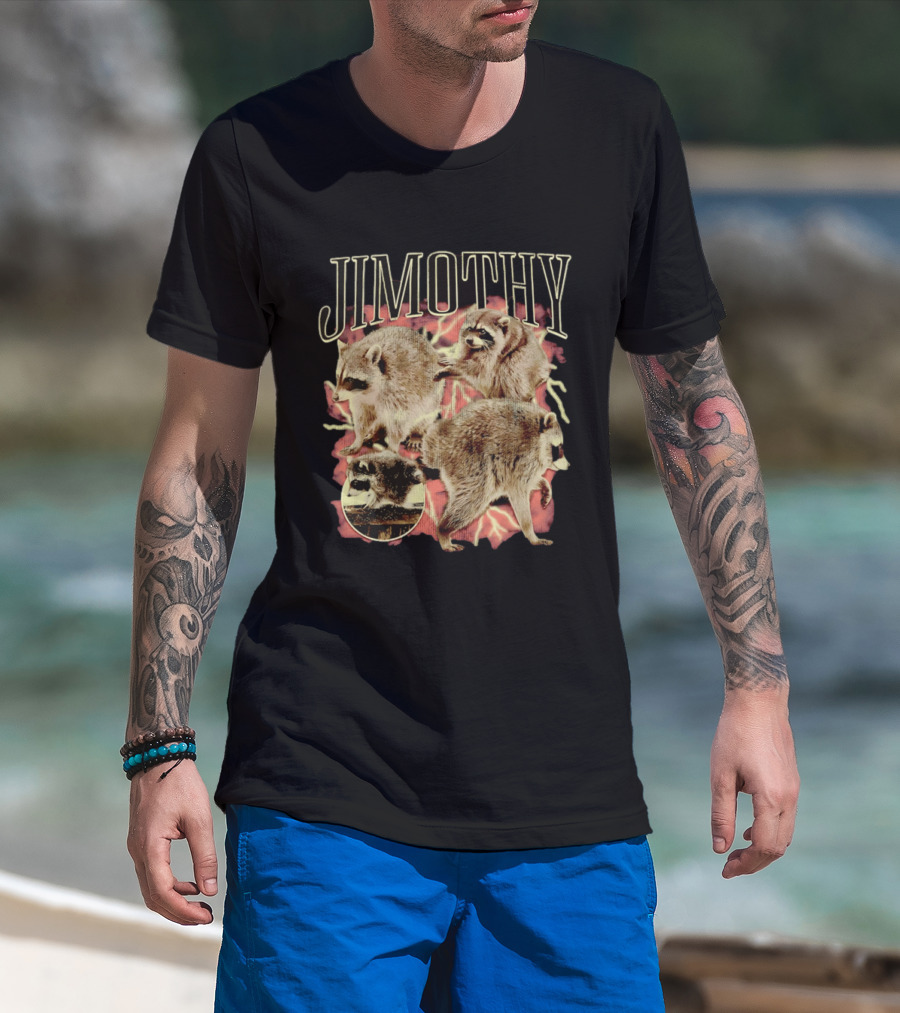 Jimothy Raccoons Retro Wildlife Montage T-Shirt
