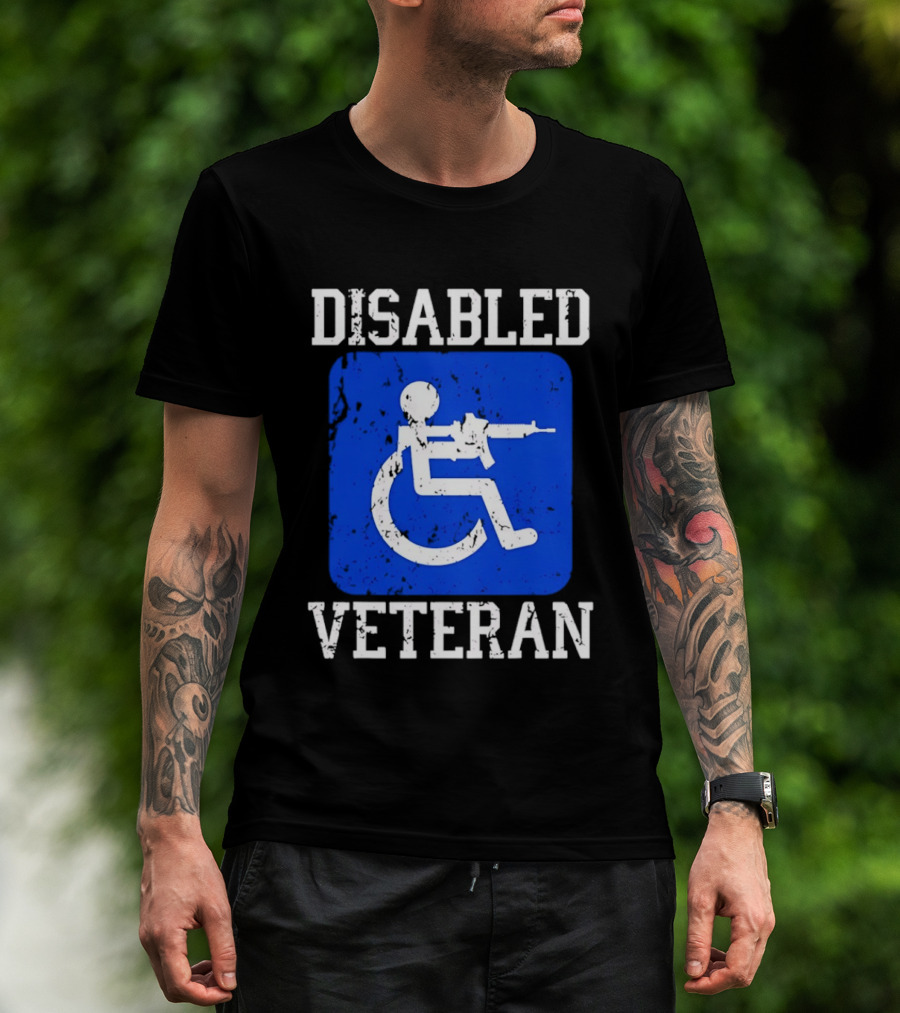 Disabled Veteran Armed Forces Distressed Military T-Shirt
